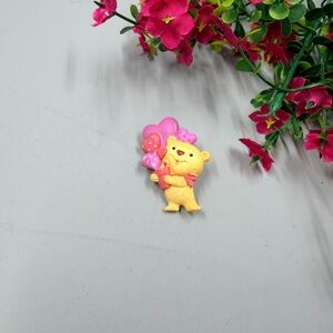 Cute Vintage Y2K Bear Brooch with Pink Balloons